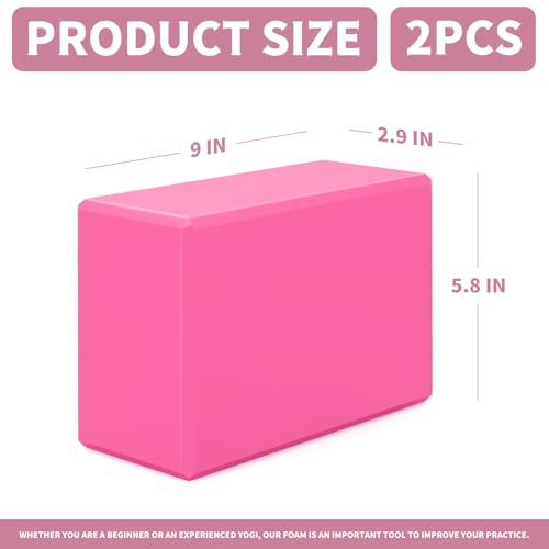 Yoga Blocks 2 Pcs, 9"x6"x3" Yoga Brick Foam Blocks EVA Foam Block Yoga Props Accessories for Yoga Pilates Stretching and Meditation - color: Rose Red