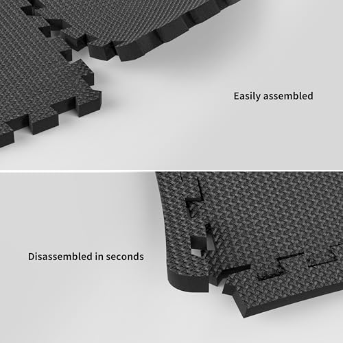 PROIRON 18 PCS Puzzle Exercise Mats, 11.8×11.8×0.4 Inch EVA Foam Interlocking Floor Tiles, Non-Slip Heavy-Duty Rubber Mats for Home Gym, Kids Play Area, Garage Floor Protectio