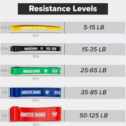 Pull Up Bands, Resistance Bands (Set of 5) – Pull Up Assistance Bands Set – Exercise Workout Bands for Working Out, Strength Training, Stretching & Physical Therapy