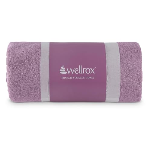 Wellrox Microfiber Yoga Mat Towel with Grip – Ultra Absorbent, Super Soft, and Quick Dry Hot Yoga Towel Non Slip for Pilates, Bikram, and Fitness Workouts (74” x 26”, Lavender) - color: Lavender