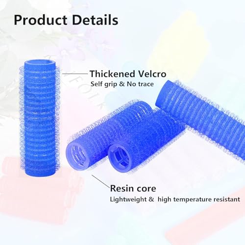 ZMD 18Pcs Self Grip Small Hair Rollers Curlers, Plastic Hair Rollers Heatless Salon Hairdressing Curlers DIY Curly Hair Accessories for Women Girls Short Thin Fine Hair (0.8 x 2.4 Inch) - color: Dark Blue