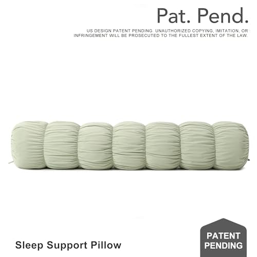 Pat. Pend. Cylinder Pillow for Bed, 39 Inch, Celadon Green | Body pillow for adults with a removable, washable soft velvet cover; long bolster for side sleepers, sofas and leg support. - color: Celadon Green, size: 39"x 7.87"