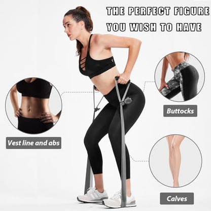 Resistance Bands Set for Physical Therapy, Rehab, Yoga and Pilates - color: Gradient Gray 10-115lbs - Includes Accessories