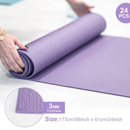Funtery 3 mm Thin Yoga Mats Bulk, 68 x 24 in - color: Morandi Colors