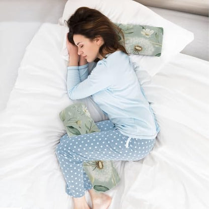 Sage Green Dandelion Neck Roll Pillow Bolster Round Health Memory Foam Long Cervical Cylinder Pillows with Removable Washable Cover for Body Bed Legs Back Yoga - color: Sage Green Dandelion