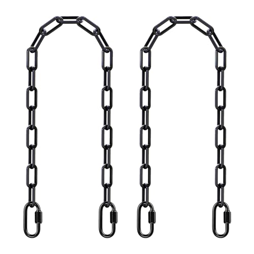 SELEWARE 2Pcs 40" Hanging Swing Chain Black Plastic Coated Hanging Chains | 1000LB Capacity Porch Swing Chain with 4 Carabiners, Hammock Hardware Kit for Hanging Chair, Punching Bag, Indoor Outdoor Gym - color: Black, size: 40" (2 Pcs)