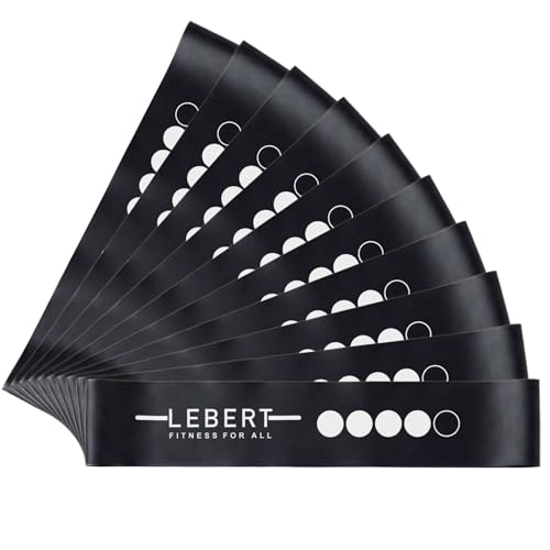 Lebert Mini Resistance Bands – 5 or 10 Pack Loop Bands - color: e) Black 10 Pack