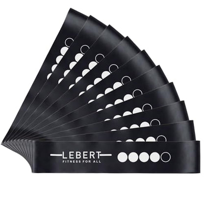 Lebert Mini Resistance Bands – 5 or 10 Pack Loop Bands - color: e) Black 10 Pack