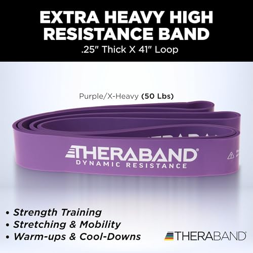 THERABAND Resistance Band Loop, Exercise, Workout, Physical Therapy, Purple | Elastic resistance band for exercise, strength training, stretching and physical therapy - size: X-Heavy (50 lbs)