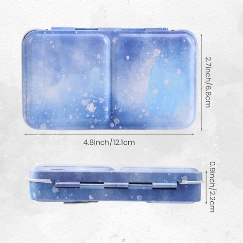 Empty Watercolor Palette Tin - Sturdy Watercolor Tin with Paint Tray and 14PCS Empty Watercolor Half Pans - Customizable Portable Metal Watercolor Tin - style: Snow