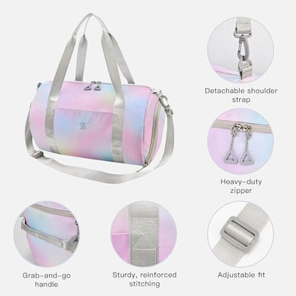 STELLE Dance Bag for Girls Sports Duffle with Shoe Compartment(RW,F) - color: Rainbow Wash