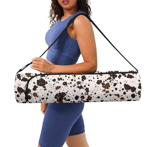 Yoga Mat Bag for Women & Men Full-Zip Yoga Mat Carrier Bag for Class Workout Park with Adjustable Strap - color: Cow Spot Printed