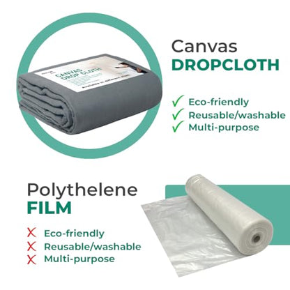 Canvas Drop Cloth for Painting 9x12 feet Pack of 1-8oz Painters Drop Cloths for Painting - All Purpose Canvas Tarps for Floor & Furniture Protection - Recycled Cotton Fabric - size: 9x12 Ft - 1 pc
