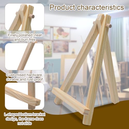 Mini Wood Easel Stand, 5 Inch, 12 Pack | Tripod Easel Stand, For Holding Small Canvases, For Photos, For Business Cards