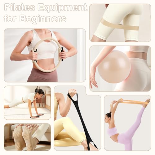 Hoedia Pilates Kit for Women, Pilates Equipment Ring and Ball Set - color: Nude