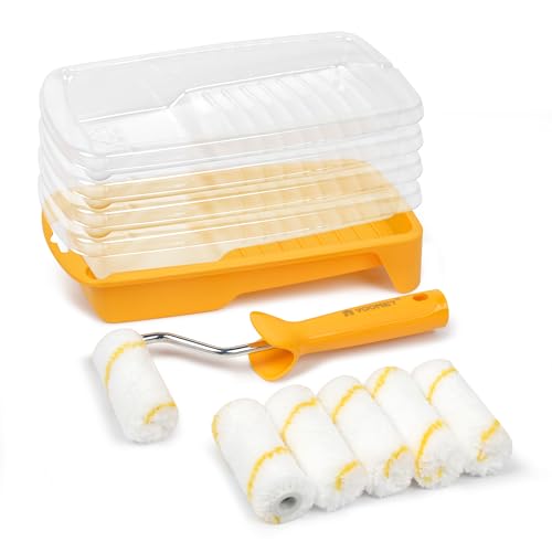 Voomey Paint Roller Kit, 2 Inch Microfiber Paint Roller Covers, 12 Pack | Small Paint Rollers with Tray and Roller Frame for Touch Up Painting Wall, Door, Cabinet - size: 2 Inch Mini Microfiber Paint Roller Kit 12 Pack