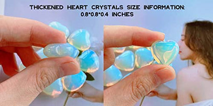 QINJIEJIE Opalite Heart Crystals Moonstone Healing Gemstone Worry Stone Set - color: White Opalite, size: 10 PCS