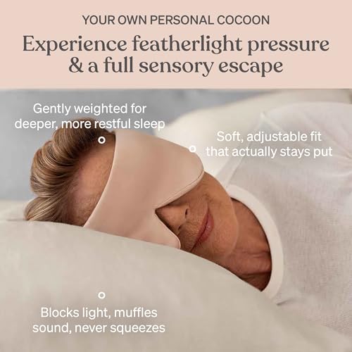 Baloo Silk Weighted Sleep Mask, Petal, Eye Mask with Amethyst Crystal - color: Petal With Rose Quartz Crystal