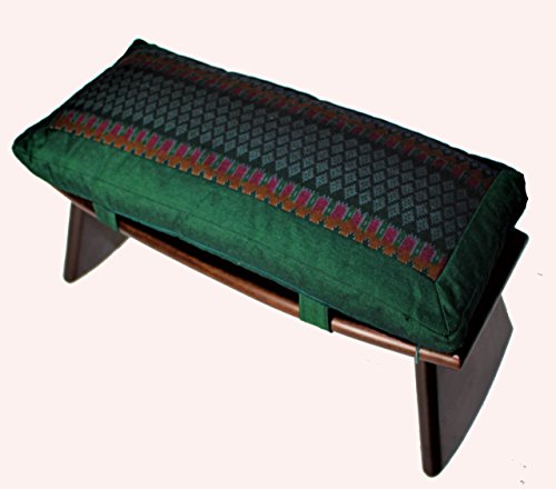 Meditation Bench & Cushion Set - Folding Seiza - Ikat Green - color: Ikat Green