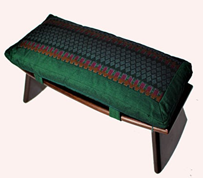 Meditation Bench & Cushion Set - Folding Seiza - Ikat Green - color: Ikat Green