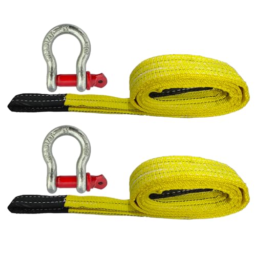 HENBOW Lifting Straps for Hoist,8' × 3" Heavy Duty Flat Lift Sling Straps with D Ring Shackle 6600 lbs Safety Load，Web Sling Car Tree Saver Winch Recovery - size: 3 Inch × 8 FT