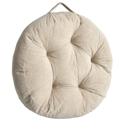 Floor Pillow Cushion with Handle for Adults Women Men - color: Beige, Round