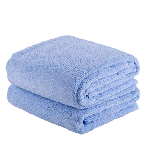 JML Microfiber Bath Towels, 30"x60", 2 Pack, Blue | Haning Loop, Super Soft & Absorbent, Quick drying, Lint Free, Fade Resistant, Use for Hair Wrap & SPA - color: Blue, size: 30 in x 60 in