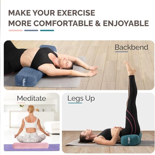 Yes4All Triple-Layer Sponge Yoga Bolster Pillow for Restorative Yoga & Meditation - Versatile Yoga Support Pillow, Balance & Poses Modification - color: H. Set of 5 Blue