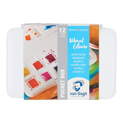 Van Gogh Watercolor Paint Set, Plastic Pocketbox, 12-Half Pan Vibrant Colors Selection - color: 12 Vibrant (Plastic Pocketbox), style: Half Pan