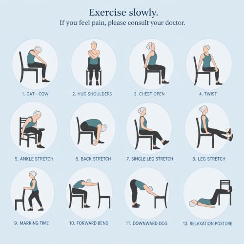 Chair Yoga Exercise Posters 4 Pack Seated Workout Charts for Seniors Beginners 8x10 Inch Fitness Guides for Flexibility Strength Physical Therapy Home Use (Green)