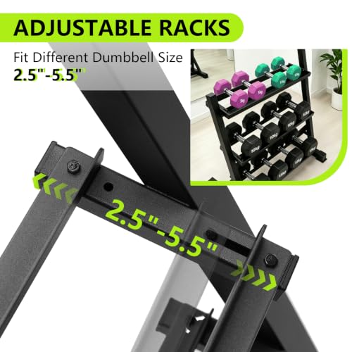 Grefinity 3 Tier Dumbbell Rack, Weight Rack for Home Gym, Stand Only