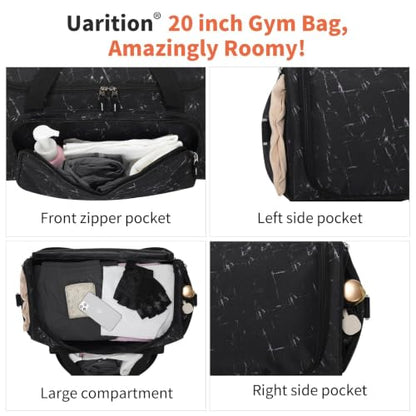 Uarition Gym Bag for Men & Women - 50L Large Travel Duffle Bag Marble Black - color: Marble Black