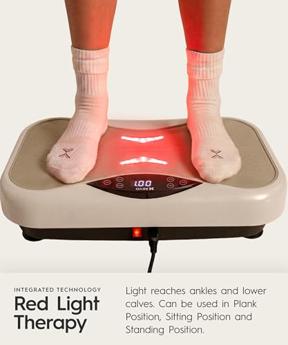 REVO Wave Board with Red Light Therapy | Vibration Plate for Lymphatic Drainage with Bluetooth Speakers, Resistance Bands, Remote | Exercise Machine for Full Body Workout Platform | 330 Lbs Capacity