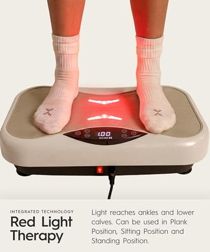 REVO Wave Board with Red Light Therapy | Vibration Plate for Lymphatic Drainage with Bluetooth Speakers, Resistance Bands, Remote | Exercise Machine for Full Body Workout Platform | 330 Lbs Capacity