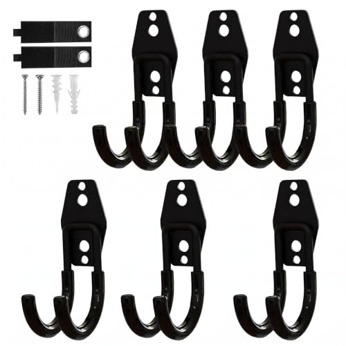 Garage Hooks, 6 Pack Small Round Wall Hooks for Hanging Heavy Duty Ladders, Bikes, Tools Ideal for Garage, Garden, Basement Utility Room Storage (Black) - color: Black, size: Small Round-6pcs