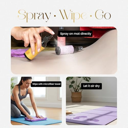 Combat Cleaner Yoga Mat Cleaner Spray Kit with Microfiber Towel, 3Pack