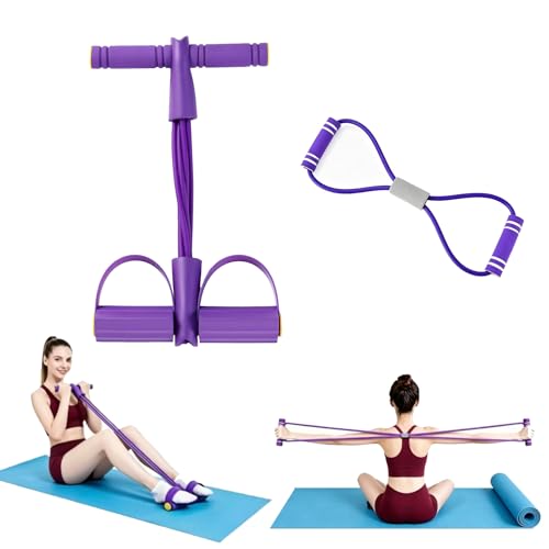 6 Tube Pedal Resistance Bands with Handle Set - color: Purple
