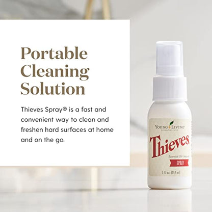 Young Living Thieves Spray | 1 oz | Portable Cleaner Spray, Formulated with Water & Alcohol, Ideal for Travel Essentials & Home; Fits in Backpack, Luggage, or Purse | 2 Pack - size: 1 Fl Oz (Pack of 2)