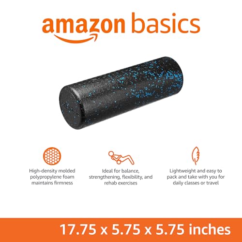 Amazon Basics High Density Foam Roller for Exercise and Recovery, 18 Inches, Blue Speckled - color: Blue Speckled, size: 18-Inch