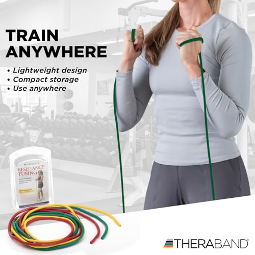 THERABAND Resistance Tubes, Band, Exercise, Set - color: Yellow/Red/Green - Beginner Set