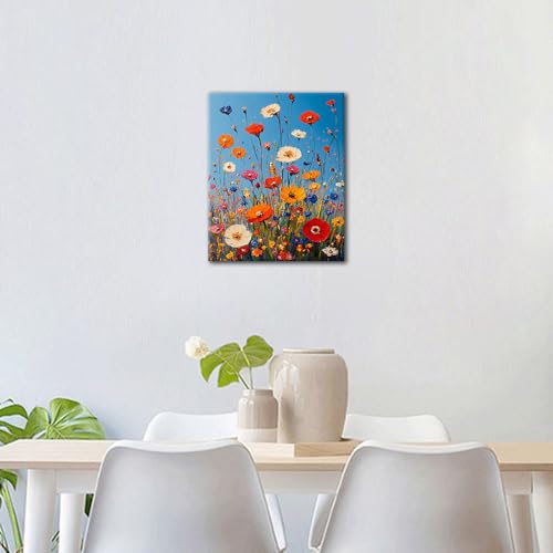 TUMOVO Blooming Flowers Paint by Numbers Kit for Adults, Wildflower Adult Paint by Number Kits on Canvas, Bloom Plants DIY Acrylic Painting by Numbers for Gift Home Wall Decor 16"x20"(Frameless) - color: Blossom