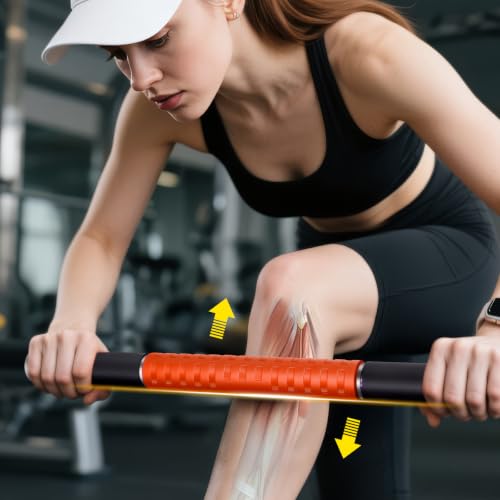 Muscle Roller Stick,17" Massage Roller for Muscle Deep Tissue Orange - color: Orange