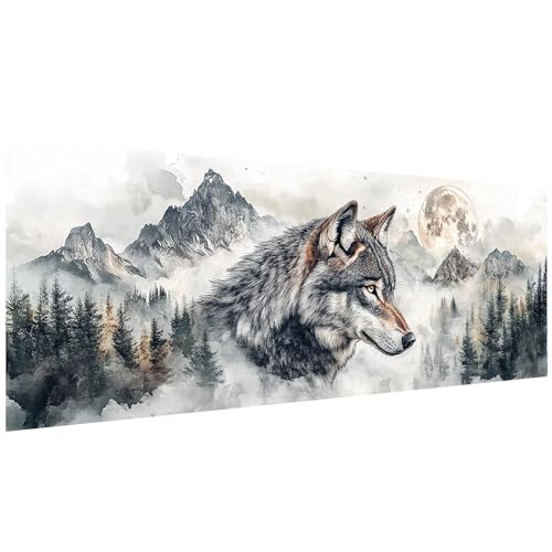 SKRYUIE 5D Large Diamond Painting Kits Wolf - DIY Diamond Art Kits for Adults Scenery, Full Round Drill - Crystal Embroidery Cross Stitch - Craft for Wall & Office Decor - 12x30 inch / 30x80 cm - color: colorful-1