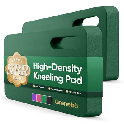 Grenebo 2-Pack Kneeling Pads, Extra Thick NBR, 17.3 x 11 x 1.6 in, Green - color: Green