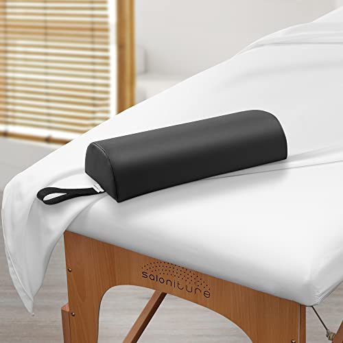 Saloniture Half Round Neck Massage Table Bolster Pillow Pad - 13 x 6 x 3 Inch - Black - color: Black