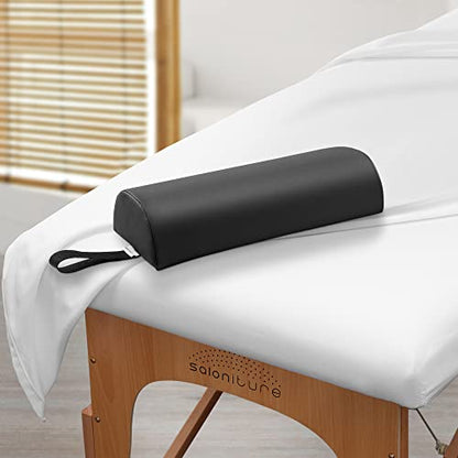 Saloniture Half Round Neck Massage Table Bolster Pillow Pad - 13 x 6 x 3 Inch - Black - color: Black