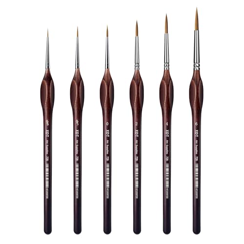 XDT#729 Micro Pin Point Paint Brush XDT#729 6Pc #00000,#000,#0,#2,#4,#6 Acrylic Watercolor Oil, Fine Detailing Painting, Scale Models, Triangular Handle - size: 6Pc Pack #5/0,#3/0,#0,#2,#4,#6
