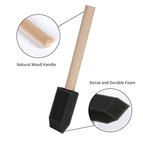 Mister Rui 1 Inch Foam Paint Brushes, 12 Pack – High Density Poly Sponge Brushes for Painting, Mod Podge, Decoupage, Crafts & Cleaning | Spong Brushes for Mod Podge, Decoupage, Stains, Varnish, Crafts and Cleaning. Smooth Finish on Crafts, Furniture and W