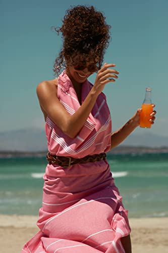 BAY LAUREL Turkish Beach Towel with Travel Bag 39 x 71 Quick Dry Sand Free Lightweight Large Oversized Towels Light - color: Light Pink With Pink Floral