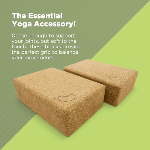 Bean Products Yoga Blocks, Standard & Large Sizes - Studio Grade, Non-Slip, Made from Eco Friendly Materials - 100% Natural Cork or Foam - Improves Stability & Alignment - Single Block or 2 Pack Sets - size: Large (4" x 6" x 9")